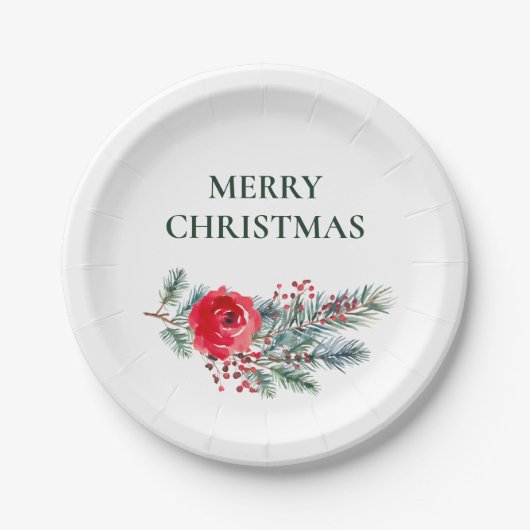 水素朴色フローラクリスマスパーティー ペーパープレート (正面)