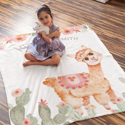 水素朴色フローラサボリュラマ フリースブランケット