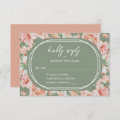 水素朴色フローラセージ緑赤面結婚ズ 出欠カード (正面/裏面)