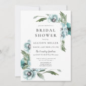 水素朴色フローラダスティブルーブライダルシャワー 招待状 (正面)