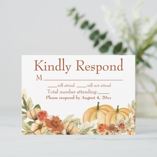 水素朴色フローラパンプキ結婚ンの返信 サンキューカード (スタンド正面)