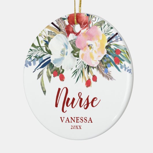 水素朴色フローラパーソナライズされたナース セラミックオーナメント (左)