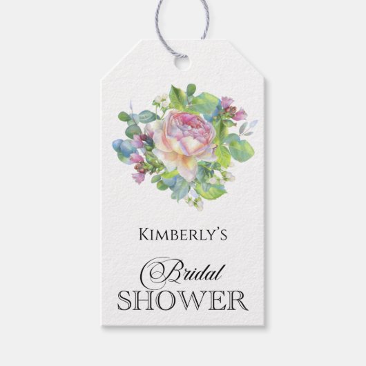 水素朴色フローラブライダルシャワーギフトラベル ギフトタグ (正面)
