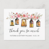 水素朴色フローラランタン結婚ズ・サンキュー ポストカード (正面)