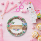 水素朴色フローラリースハッピーイースター ペーパープレート (パーティー)