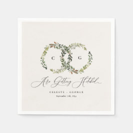 水素朴色フローラリースモノグラ結婚ム スタンダードカクテルナプキン