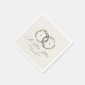 水素朴色フローラリースモノグラ結婚ム スタンダードカクテルナプキン (角)