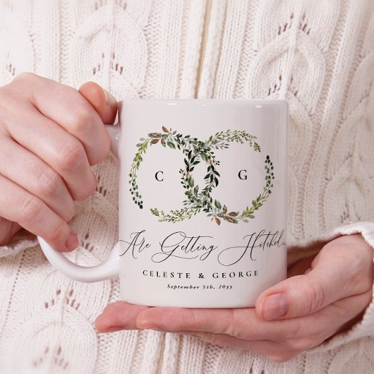 水素朴色フローラリースモノグラ結婚ム マグカップ