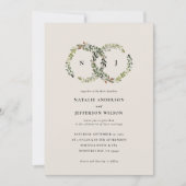 水素朴色フローラリース結婚式の招待 セーブザデート (正面)