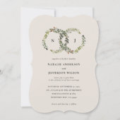 水素朴色フローラリース結婚式の招待 セーブザデート (正面)
