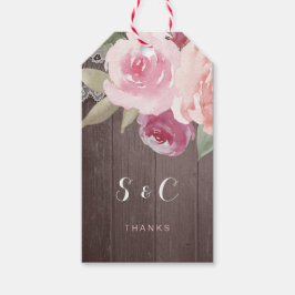 水素朴色フローラレース結婚モノグラム ギフトタグ