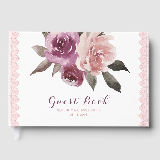 水素朴色フローラレ結婚ースのゲストブック ゲストブック (正面)