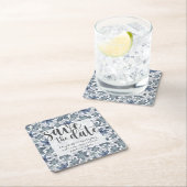 水素朴色フローラ保存日付 スクエアペーパーコースター (インサイチュ)