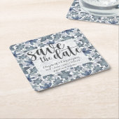 水素朴色フローラ保存日付 スクエアペーパーコースター (アングル)