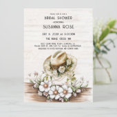 水素朴色フローラ女性のカーボーイハットブライダルシャワー 招待状 (スタンド正面)