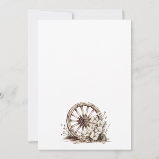 水素朴色フローラ女性のカーボーイハットブライダルシャワー 招待状 (裏面)