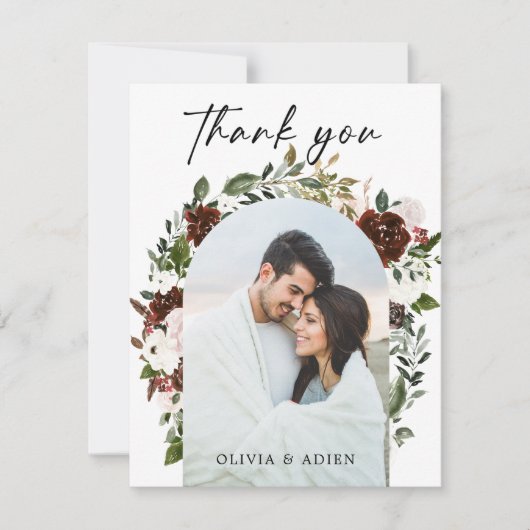 水素朴色フローラ幾何写真 サンキューカード (正面)