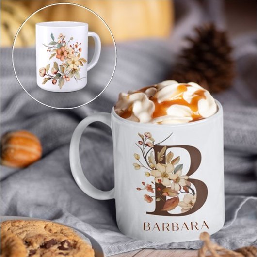水素朴色フローラ文字B コーヒーマグカップ