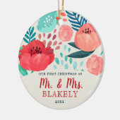 水素朴色フローラ新着パーソナライズされた セラミックオーナメント (左)