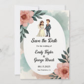 水素朴色フローラ新郎新婦結婚ズ セーブザデート (正面)