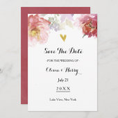 水素朴色フローラ日付カードの保存 招待状 (正面/裏面)