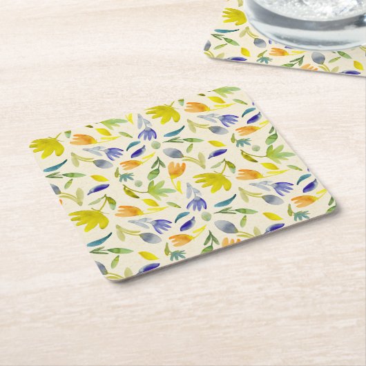 水素朴色フローラ植物園 スクエアペーパーコースター (アングル)