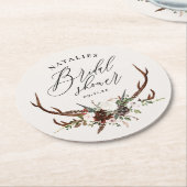 水素朴色フローラ植物性ブライダルシャワーl ラウンドペーパーコースター (アングル)