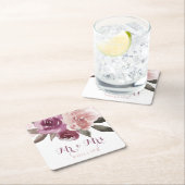 水素朴色フローラ結婚レースの夫妻 スクエアペーパーコースター (インサイチュ)