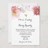 水素朴色フローラ結婚式招待状 |ネイビー 招待状 (正面)