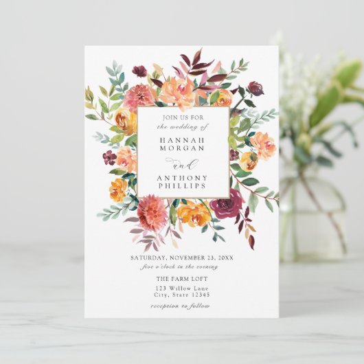 水素朴色フローラ結婚式招待状 招待状 (スタンド正面)