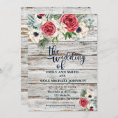 水素朴色フローラ結婚式招待状 招待状 (正面/裏面)