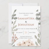 水素朴色フローラ結婚式招待状 招待状 (正面)