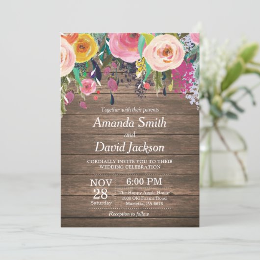 水素朴色フローラ結婚式招待状 招待状 (スタンド正面)