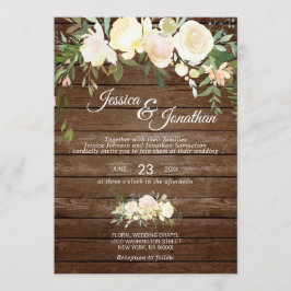 水素朴色フローラ赤面ピンクアイボリー結婚ズ 招待状