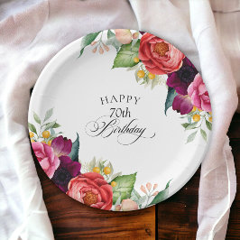 水素朴色フローラ70th誕生日パーティー ペーパープレート