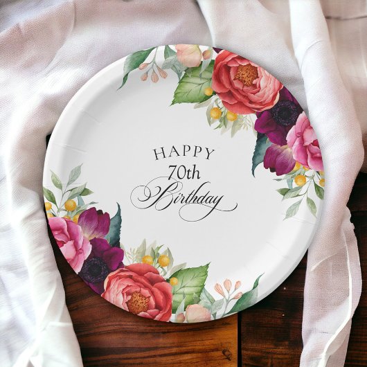 水素朴色フローラ70th誕生日パーティー ペーパープレート