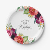 水素朴色フローラ70th誕生日パーティー ペーパープレート (正面)
