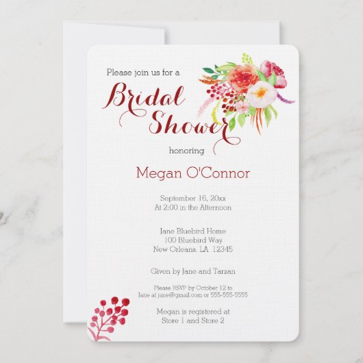 水素朴色ブライダルシャワー 招待状 (正面)