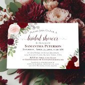 水素朴色ブルゴーニュフローラブライダルシャワー 招待状