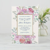 水素朴色ブルゴーニュ&ピンクローズ結婚ズ 招待状 (スタンド正面)