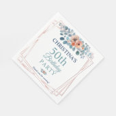 水素朴色ブルーフローラ50th誕生日パーティー スタンダードランチョンナプキン (角)