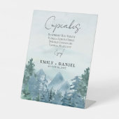 水素朴色ブルー山結婚ズケーキ 台座サイン (正面)