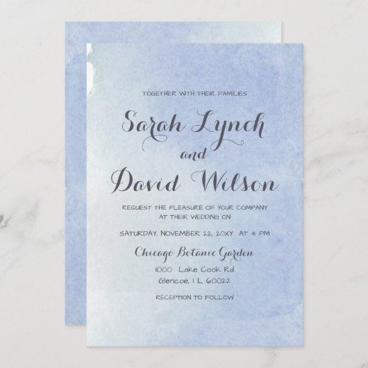 水素朴色ブルー結婚ズ 招待状 (正面/裏面)