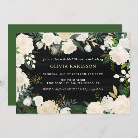 水素朴色プオ淡い色のニーブライダルシャワー 招待状 (正面/裏面)