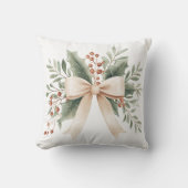 水素朴色ベージュボウ離れとベリー クッション (正面)