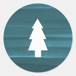 水素朴色ホリデーステッカー – ツリー ラウンドシール