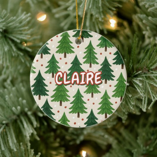 水素朴色ホリデーレッドグリーンピンテス セラミックオーナメント (ツリー)