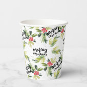 水素朴色ホリーパターンメリークリスマス 紙コップ (裏面)