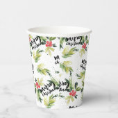 水素朴色ホリーパターンメリークリスマス 紙コップ (右)