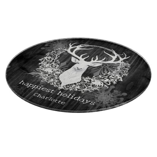 水素朴色ホワイトトナカイパーソナライズされたア カッティングボード (角)